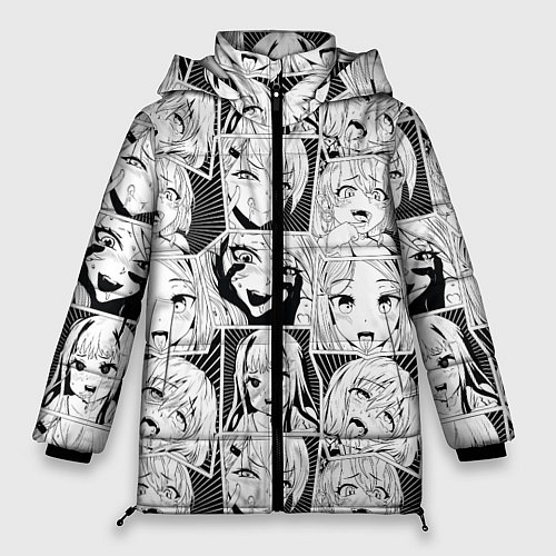 Женская зимняя куртка Ahegao узор / 3D-Светло-серый – фото 1