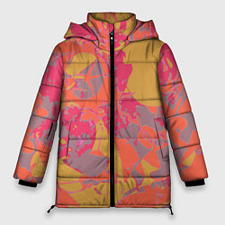 Куртка зимняя женская Цветной яркий камуфляж, цвет: 3D-красный