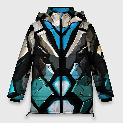 Женская зимняя куртка Синяя броня киберпанк / 3D-Светло-серый – фото 1