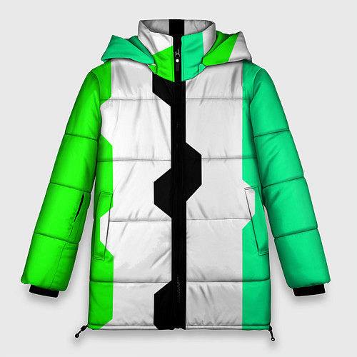 Женская зимняя куртка Техно линии зелёный / 3D-Светло-серый – фото 1