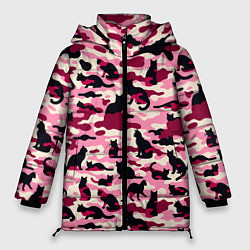 Куртка зимняя женская Камуфляжные розовые котики, цвет: 3D-светло-серый