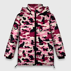 Куртка зимняя женская Камуфляжные розовые котики, цвет: 3D-красный