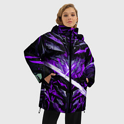 Куртка зимняя женская Фиолетовый камень на чёрном фоне, цвет: 3D-красный — фото 2
