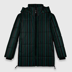 Куртка зимняя женская Чёрный в тонкую зелёную полоску, цвет: 3D-черный