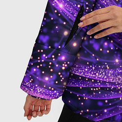 Куртка зимняя женская Фиолетовые сверкающие абстрактные волны, цвет: 3D-красный — фото 2