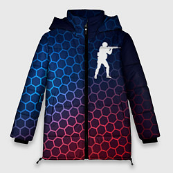 Куртка зимняя женская Counter Strike неоновые соты, цвет: 3D-черный