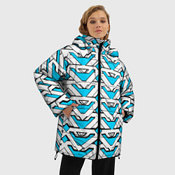 Куртка зимняя женская Бело-синий узор, цвет: 3D-красный — фото 2