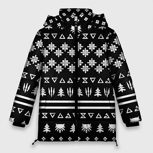 Женская зимняя куртка Ведьмак текстура гейм / 3D-Светло-серый – фото 1
