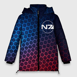 Куртка зимняя женская Mass Effect неоновые соты, цвет: 3D-черный