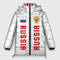 Куртка зимняя женская Россия три полоски на белом фоне, цвет: 3D-черный