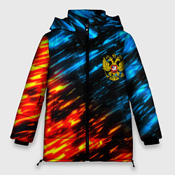 Куртка зимняя женская Герб России огненный стиль, цвет: 3D-красный