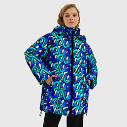 Куртка зимняя женская Синий узор и чёрная обводка, цвет: 3D-красный — фото 2