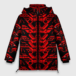 Куртка зимняя женская Красная техно-броня на чёрном фоне, цвет: 3D-черный