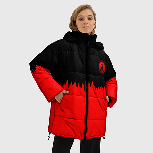 Женская зимняя куртка Half life logo pattern steel / 3D-Красный – фото 3