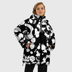 Куртка зимняя женская Модная чб абстракция - нейросеть, цвет: 3D-красный — фото 2