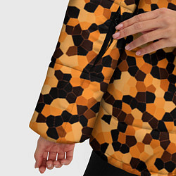Куртка зимняя женская Золотистый коричневый паттерн мозаика, цвет: 3D-черный — фото 2