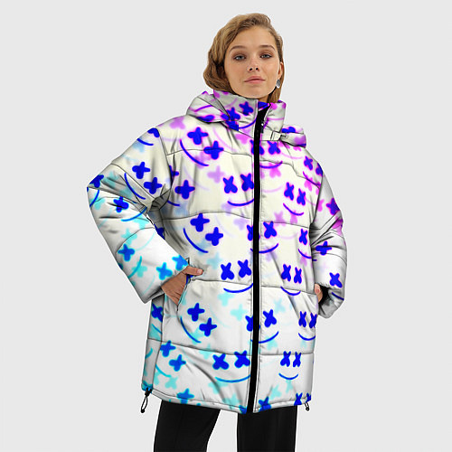Женская зимняя куртка Marshmello pattern neon / 3D-Красный – фото 3