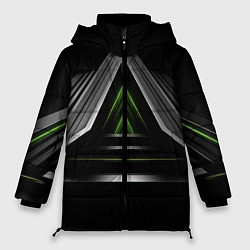 Куртка зимняя женская Black green abstract nvidia style, цвет: 3D-светло-серый