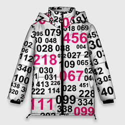 Куртка зимняя женская Игра в кальмара паттерн чисел, цвет: 3D-черный