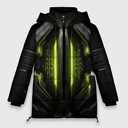 Куртка зимняя женская Яркая зеленая неоновая киберброня, цвет: 3D-черный