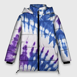 Куртка зимняя женская Сине-фиолетовый узор тай дай, цвет: 3D-красный