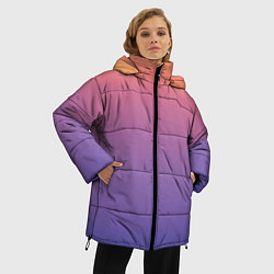 Куртка зимняя женская Градиент закатное небо желтый фиолетовый, цвет: 3D-черный — фото 2