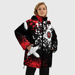 Куртка зимняя женская Мерседес на фоне граффити и брызг красок, цвет: 3D-черный — фото 2