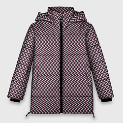 Куртка зимняя женская Треугольные полосы пыльно-розовый, цвет: 3D-черный