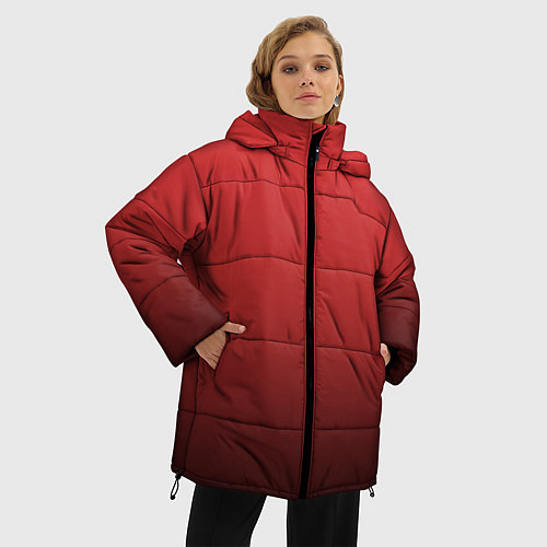 Женская зимняя куртка Градиент клубнично-чёрный / 3D-Красный – фото 3
