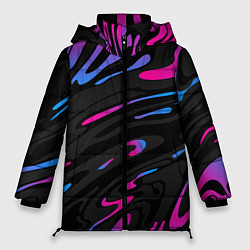 Куртка зимняя женская Неоновые разводы - фиолетовый, цвет: 3D-светло-серый
