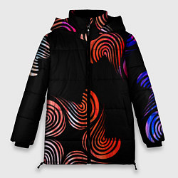 Куртка зимняя женская Чёрные звёзды и завихрения, цвет: 3D-черный