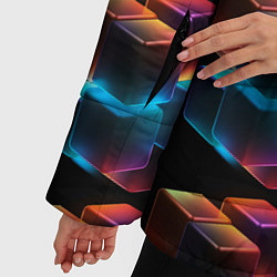 Куртка зимняя женская Разноцветные неоновые кубы, цвет: 3D-черный — фото 2