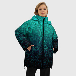 Куртка зимняя женская Градиент мелкая мозаика аквамарин, цвет: 3D-черный — фото 2