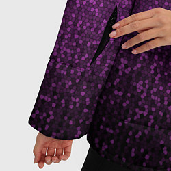 Куртка зимняя женская Чёрно-сиреневый градиент мелкая мозаика, цвет: 3D-черный — фото 2