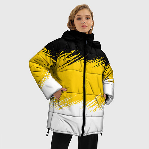 Женская зимняя куртка Имперский флаг России штриховка / 3D-Светло-серый – фото 3
