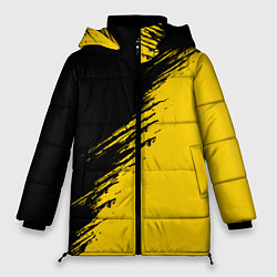 Куртка зимняя женская Черные штрихи на желтом фоне, цвет: 3D-красный