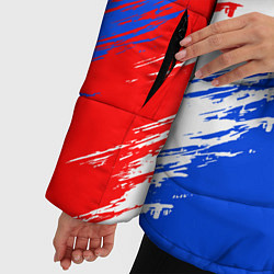 Куртка зимняя женская Триколор штрихи с гербор РФ, цвет: 3D-красный — фото 2