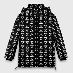 Куртка зимняя женская Ведьмачьи знаки паттерн, цвет: 3D-черный