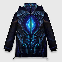 Куртка зимняя женская Магическая синяя абстракция, цвет: 3D-красный