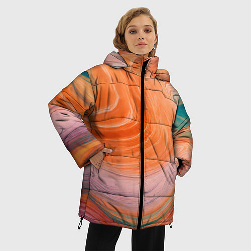 Женская зимняя куртка Мраморный паттерн / 3D-Светло-серый – фото 3