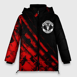 Куртка зимняя женская Manchester United sport grunge, цвет: 3D-красный