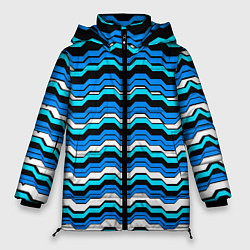 Куртка зимняя женская Синие техно волны, цвет: 3D-светло-серый
