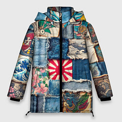 Куртка зимняя женская Японское художество пэчворк, цвет: 3D-светло-серый