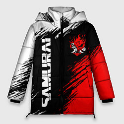 Женская зимняя куртка Самурай лого - киберпанк 2077