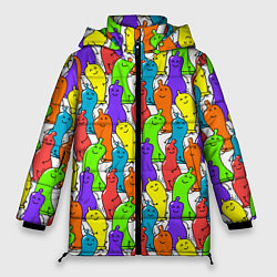 Куртка зимняя женская Весёлые цветные презервативы, цвет: 3D-светло-серый
