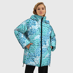Куртка зимняя женская Океанские волны из синих и бирюзовых камней, цвет: 3D-черный — фото 2