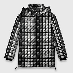Куртка зимняя женская Чёрно-белые квадраты, цвет: 3D-черный