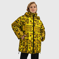 Куртка зимняя женская Жёлтые фигуры с эффектом рыбьего глаза, цвет: 3D-черный — фото 2