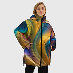 Куртка зимняя женская Жидкий разноцветный металл, цвет: 3D-черный — фото 2