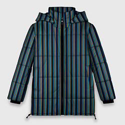 Куртка зимняя женская Чёрный в ярко-синюю полоску, цвет: 3D-светло-серый